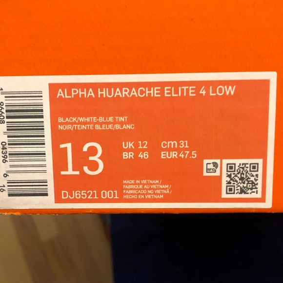 Nike Black and White Hurache elite 4 low baseball cleats - Picture 13 of 13